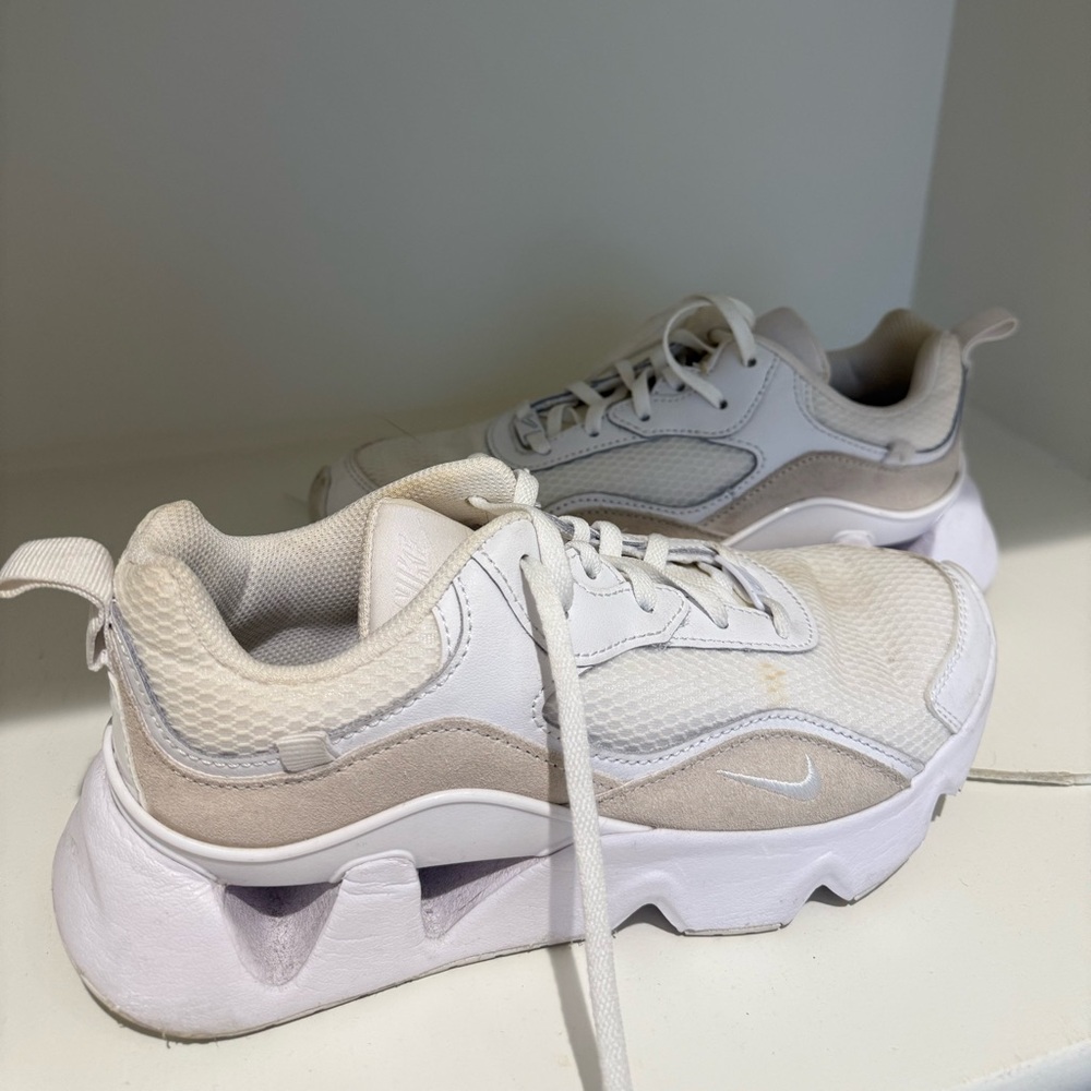 White and Tan Nike Tennis Shoes